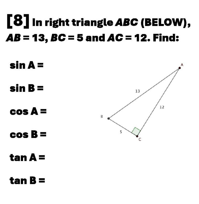 GEOMETRY SUCCESS QUESTION #8: Angle Trigonometry Functions